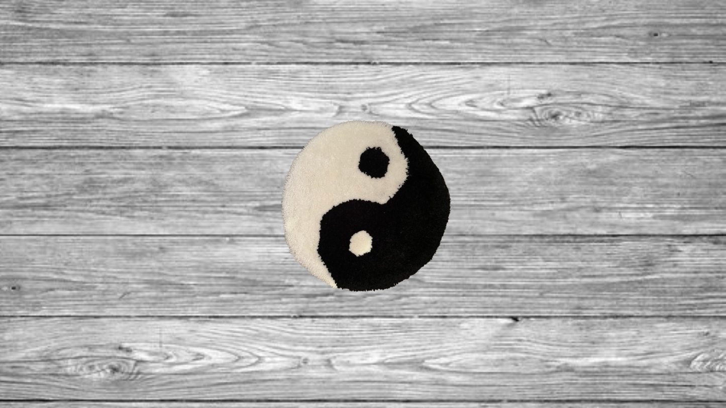 White & Black Yin Yang Round Rug